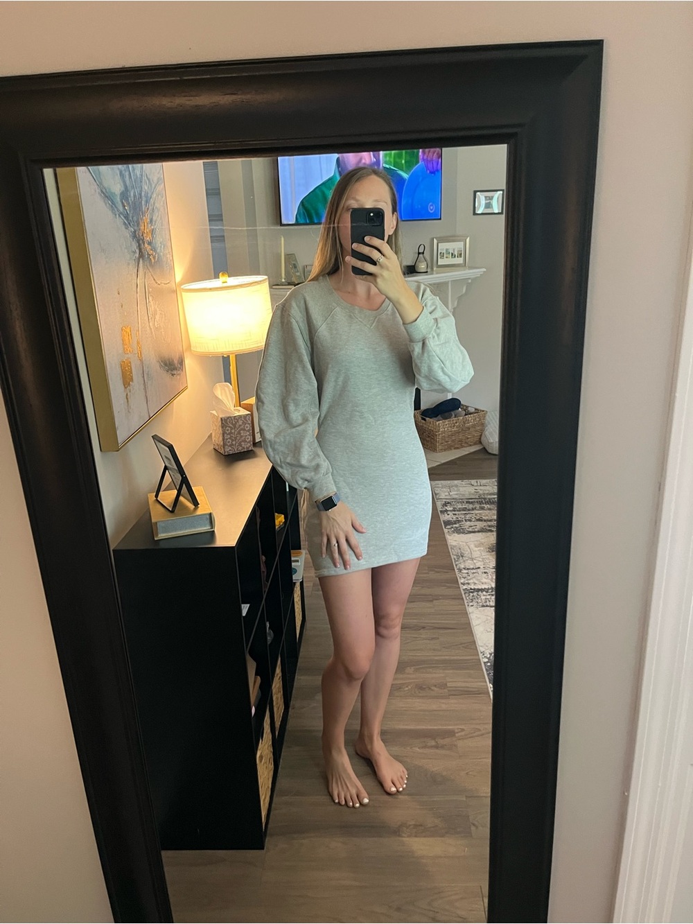 EVNL Long Sleeve Sweatshirt Mini Dress - Light Gray